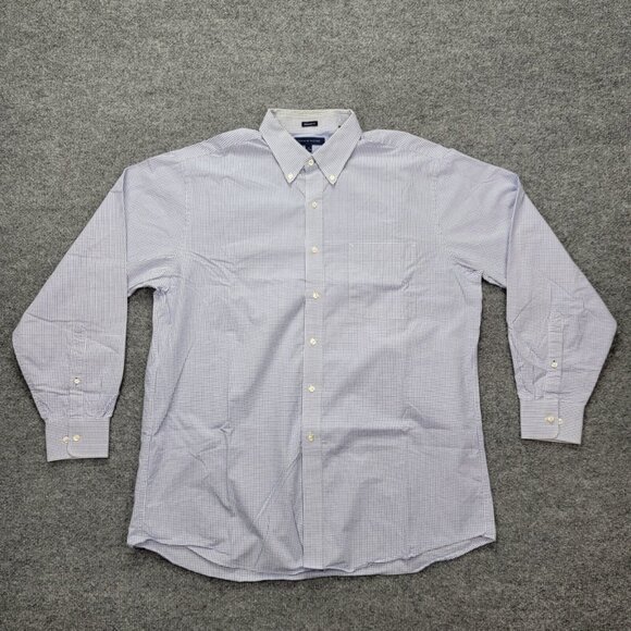 Tommy Hilfiger Shirt Mens 17 34-35 XL Blue Checkered Button Down Long Sleeve‎ - Picture 1 of 10